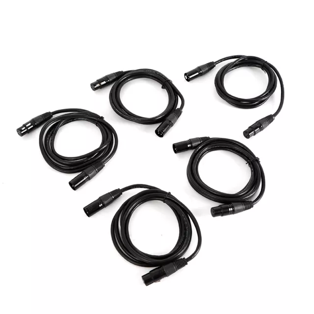 5 Stücke 3.3ft 1m DMX Kabel 3-Pin XLR Draht für Par Licht Spotlight Schwarz NEU 3