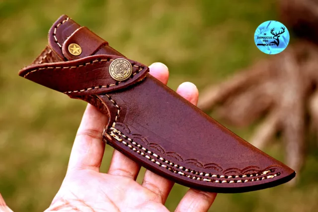 Custom Handmade Pure Cow Leather Sheath For Fixed Blade Knife Survival Edc 2723