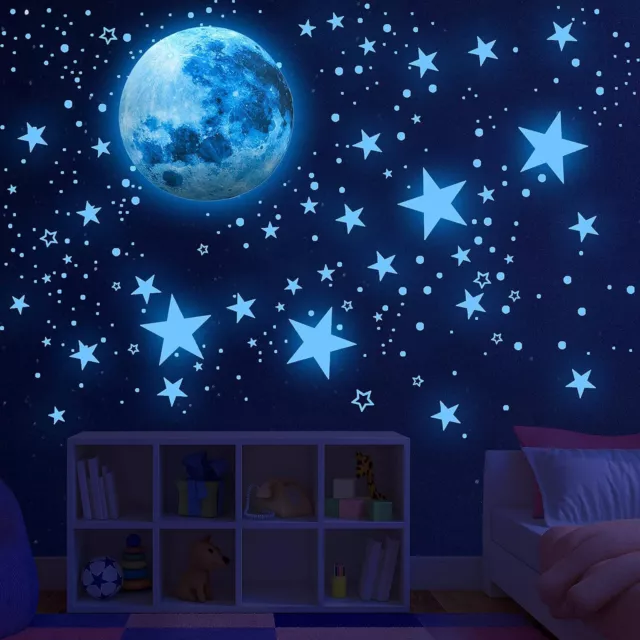 Glow in The Dark Stars for Ceiling,Glow in The Dark Stars and Moon Wall Decals,