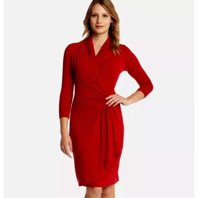 New Karen Kane Cascade Faux Wrap Dress