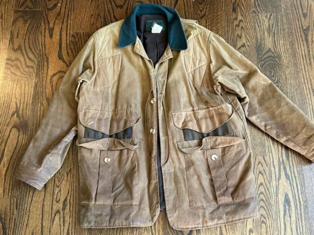 Vintage Orvis Men's Waxed Canvas Hunting Jacket Brown Sz L