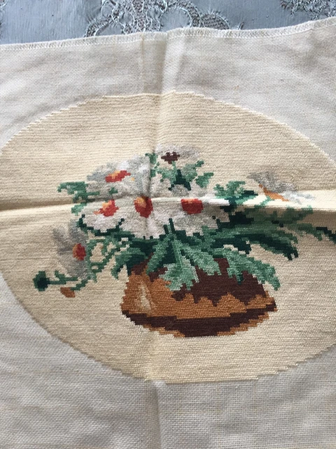 Vintage Hand Embroidered Cotton Tapestry