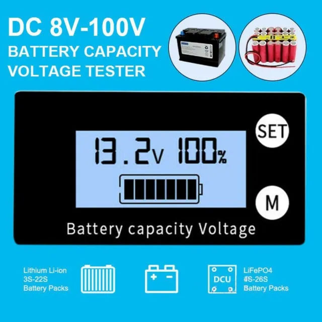 DC  8-100V LCD Display Universal Battery Capacity Voltage Meter Tester Voltmeter