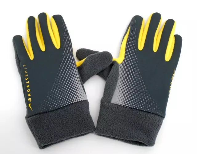 Nike Livestrong Thermal Running Gloves Womens Medium Anthracite/Varsity Maize