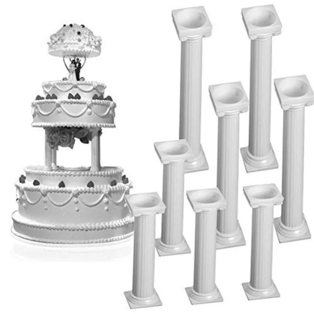 8 piezas/juego de pilares blancos pequeños+ de plástico para pasteles, soporte para pasteles de boda, Fondale