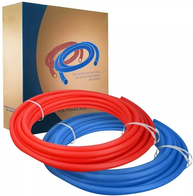 2 Rolls 1/2"in x100'ft PEX A Expansion Tubing Blue/Red Non Barrier Potable Water