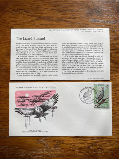 Gambia Lizard Buzzard Bird Prey Nature WWF 1978 Official FDC Stamp Cover H/S