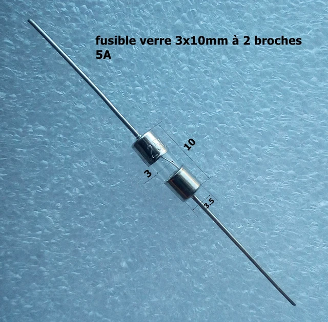 fusible verre rapide universel cylindrique 3x10 mm 250V Maxi. 5A   .F11.1