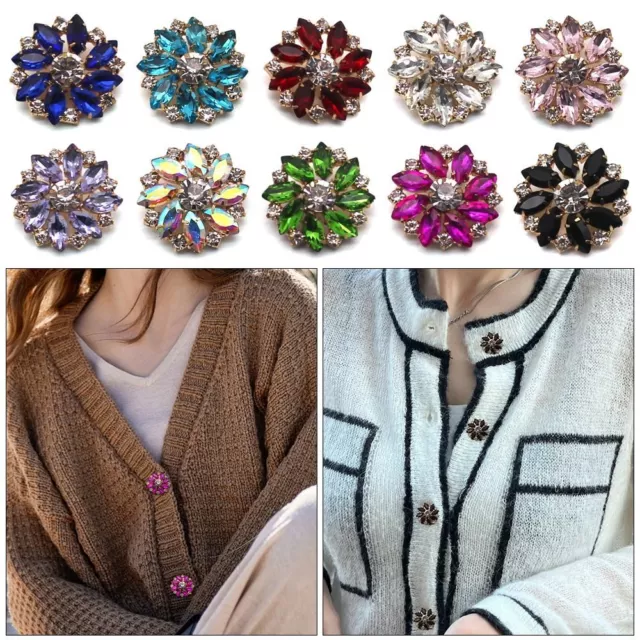 5Pcs 27mm Clothing Buttons Sewing Accessories Sewing Button Shiny Rhinestone