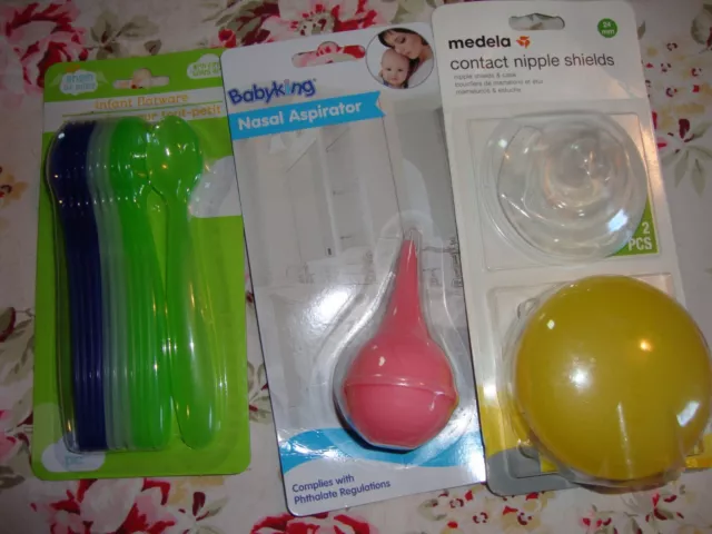 Baby Shower Gift Bundle 3 Pc Infant Aspirator, Medela Nipple Shield & Spoons 313