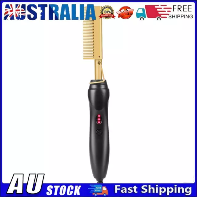 Hot Heating Hair Straight Comb Dry Wet Hair Straightener Curling Brush (US) AU