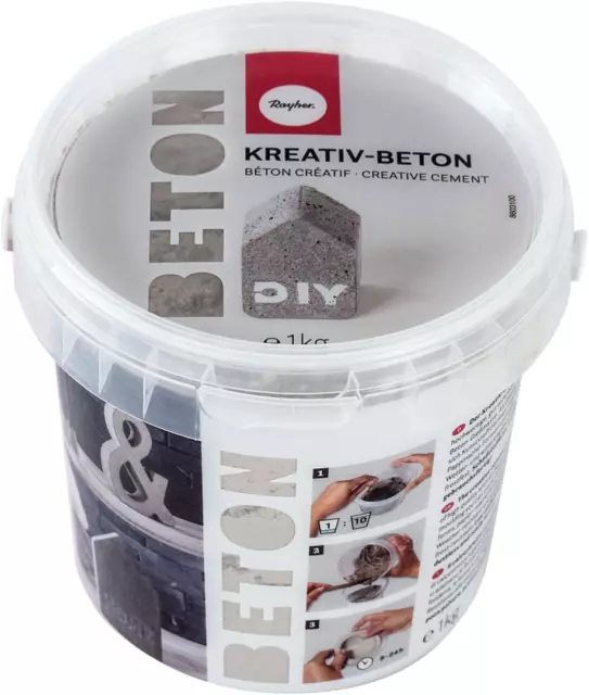 34152000 Kreativ-Beton, Eimer 1 Kg, Silber, Bastelbeton Zum Basteln, Betonpulver