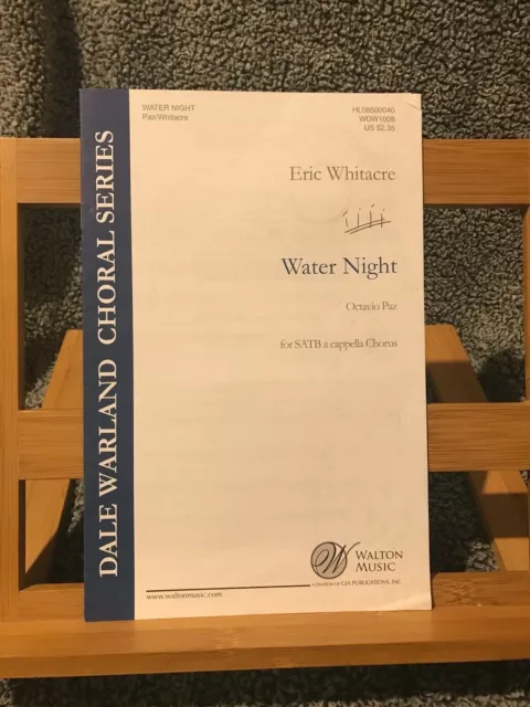 Eric Whitacre Water Night partition pour choeur mixte et piano éd. Walton Music