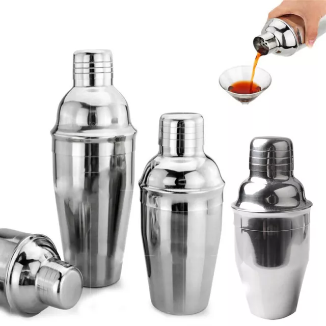 250/350/530/750 ML Cocktail Shaker Mixer Stainless Steel Drink Pub Party Martini