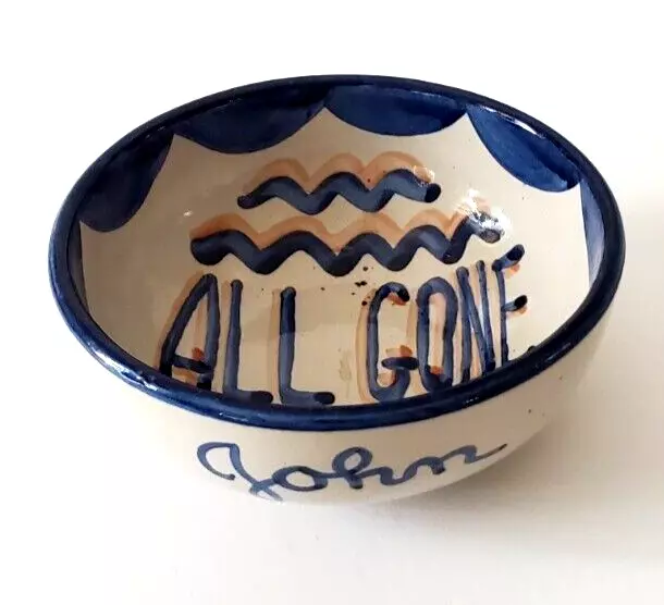 Vintage Pottery  JOHN B. TAYLOR Louisville Co. Stoneware Bowl "All Gone" "JOHN"