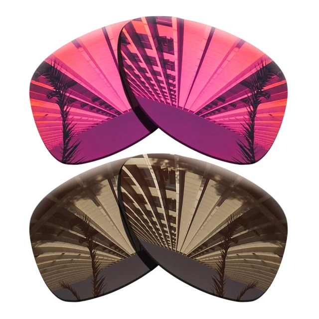 2 Pairs Polarized Replacement Lenses For-Oakley Dispatch 2-Fuchsia Red+Brown