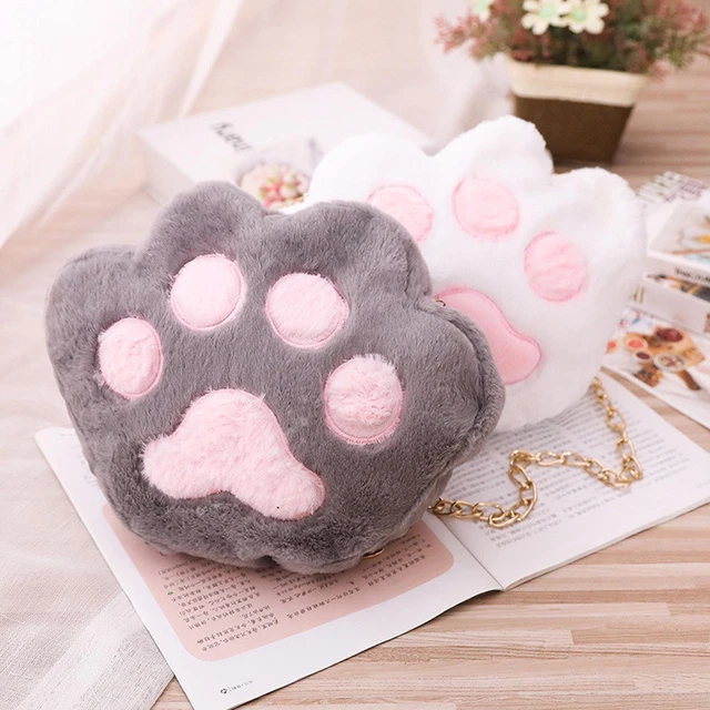 Accessoires en peluche de sac d'épaule de chaîne de patte de chat mignon