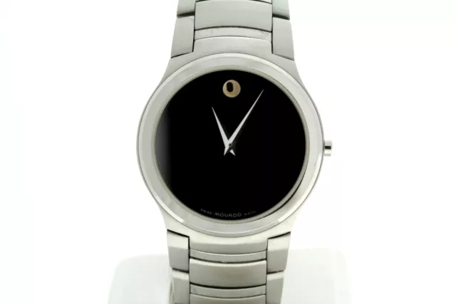 Men's Movado Kardelo 0605478 84 G2 1851 Black Dial Stainless Steel Watch 