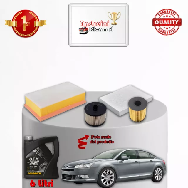 Kit Tagliando 4 Filtri E Olio Citroen C5 Ii 2.0 Hdi 100Kw 136Cv Dal 2008 ->