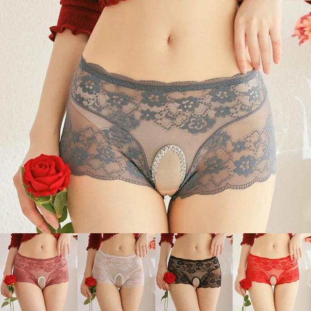 Generisch 2025 Culotte Sexy Pour Femme, Culotte Ouverte à L'entrejambe, Taille Basse, Sous-vêtements En Dentelle, Lingerie, Orange, M