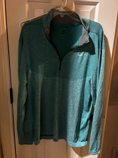 Men's Nike Golf Flex Knit 1/2 Zip Top XL Teal  726580 Shirt Pullover