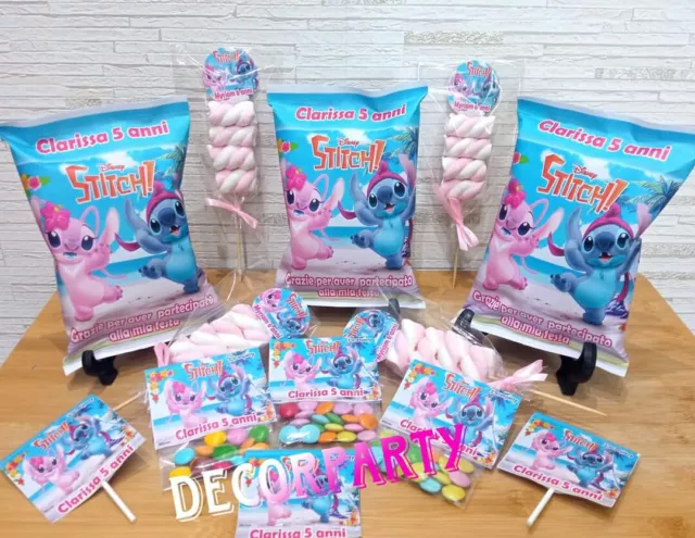 Lilo e Stitch Kit Festa Personalizzato Compleanno Patatine Marshmallows Smarties