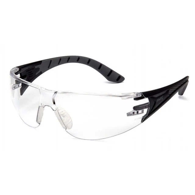 Pyramex Safety Glasses with Clear H2X Anti-Fog Lens and Black and Gray Temples