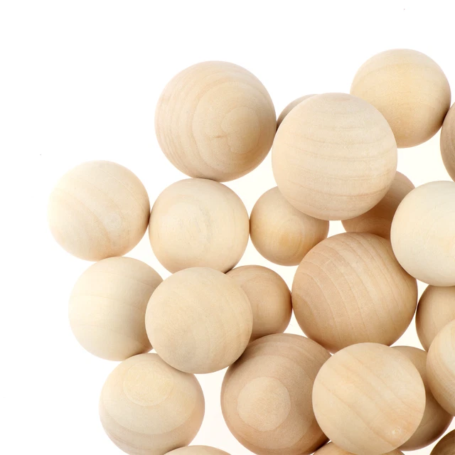 80 piezas bolas de artesanía de madera, cuentas redondas de madera bolas de madera sin perforar inacabadas