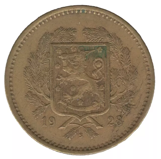 1928 S Finland 10 Markkaa Coin