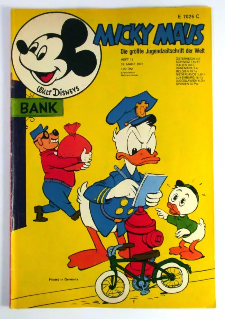 Micky Maus 1972 Heft 12 vom 18 März 1972 Walt Disney ohne Beilage