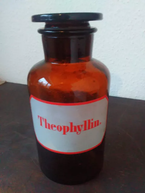 Apothekerflasche;Theophyllin.; 1 ltr.;braunglas;geschl. Stöpsel;Loft;Deco