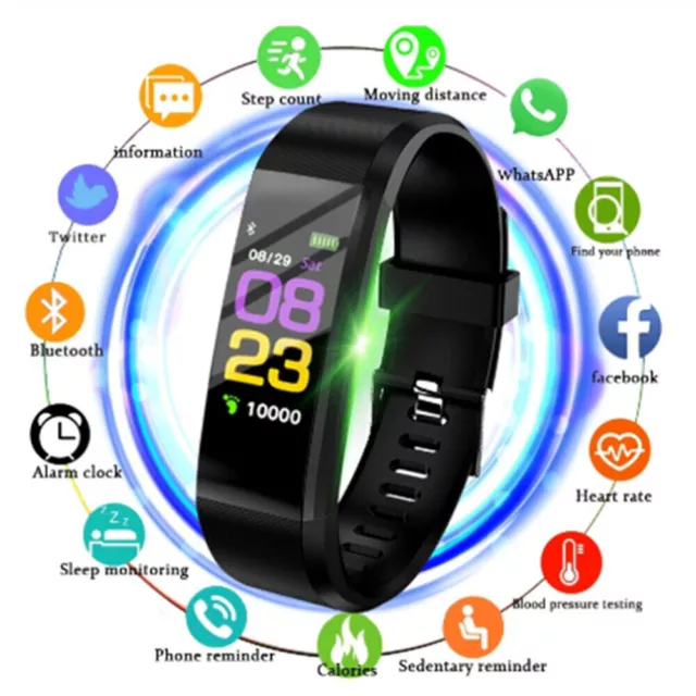 Bracelet Heart Rate Blood Pressure Tracker Smart Band Bluetooth Wristband Watch
