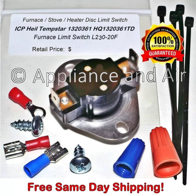 ICP Heil Tempstar Furnace Limit Switch L230-20F 1320361 HQ1320361TD Ships TODAY!