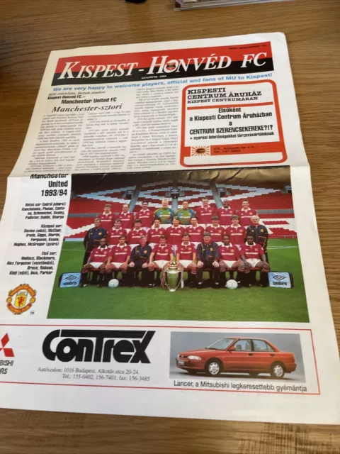 Kispest Honved V Manchester United 1993/4 Champions League Programme
