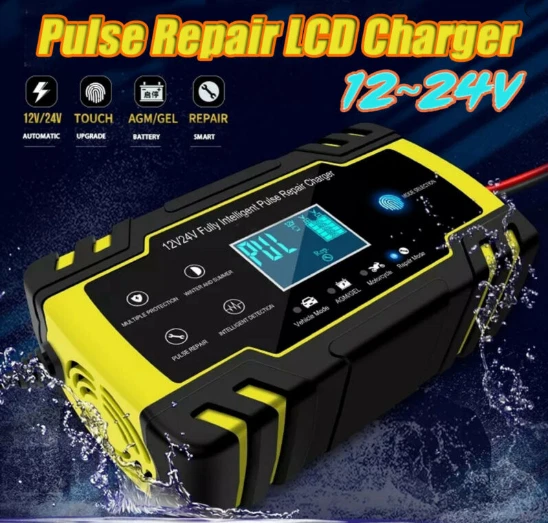 12/24V 8A 150Ah Chargeur de Batterie 6A/12v Voiture Moto Rapide Indicateur LCD