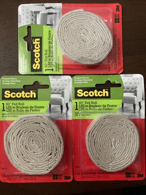 Scotch 3m Company 1/2” x 60” Felt Rolls Protect Floor 3 Pack New