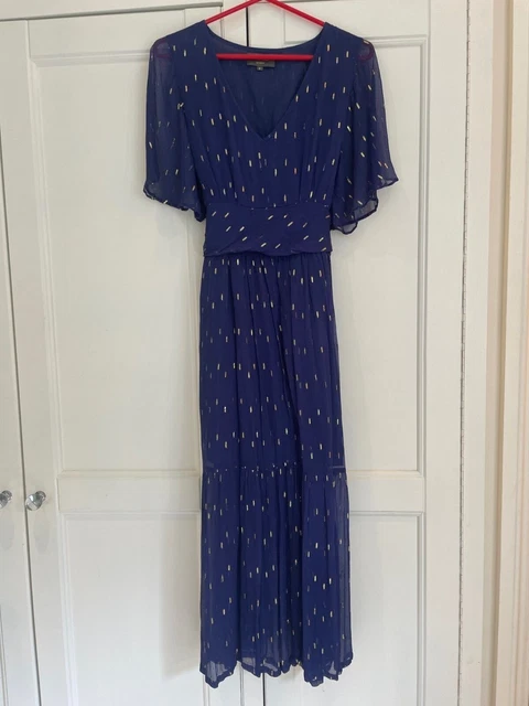 slim fit dress slacks Self-Portrait - Gold Metallic Tie Neck Maxi Dress main image 1