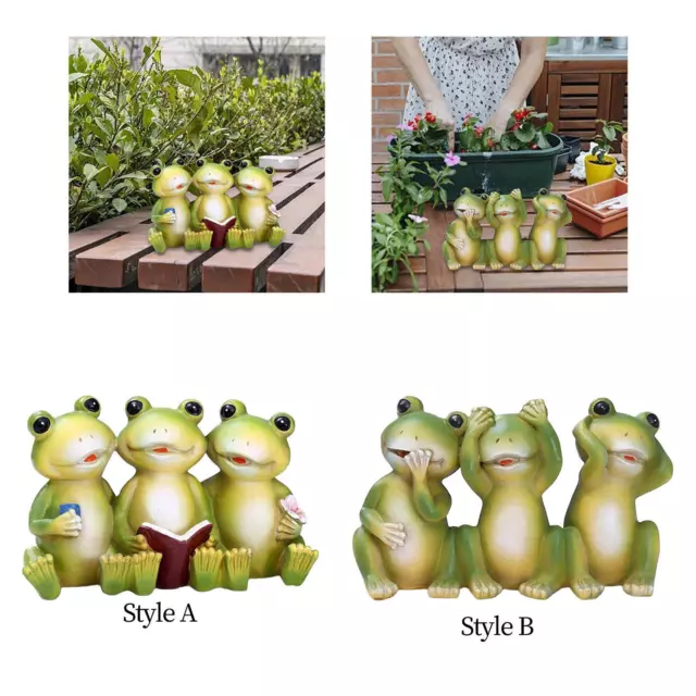 Frog Statue Resin Cartoon Cute Creative Tabletop Ornament Garden Statue