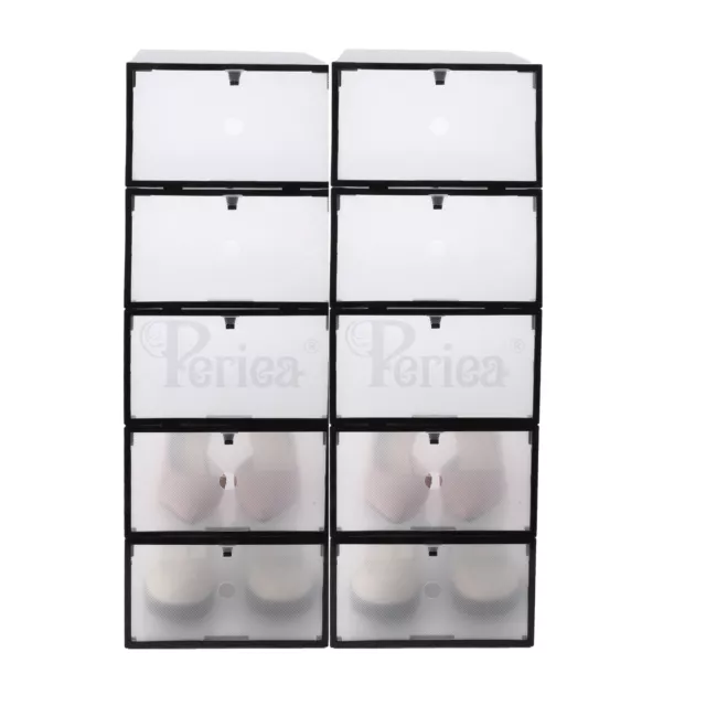 x10 Periea Clear Plastic Shoe Storage Boxes Stackable Drawers Organiser Underbed