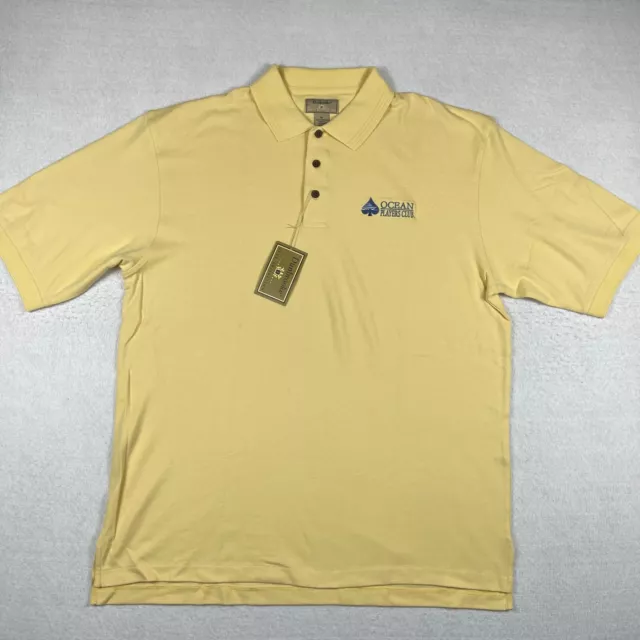 Dunbrooke Polo Shirt Mens XL Yellow Ocean Players Club Carnival Casino Ship NWT