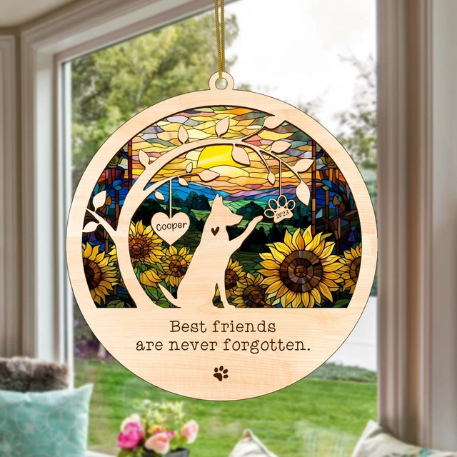Personalized German Shepherd Dog Memorial Suncatcher, Loss of Pet Sympathy Gift