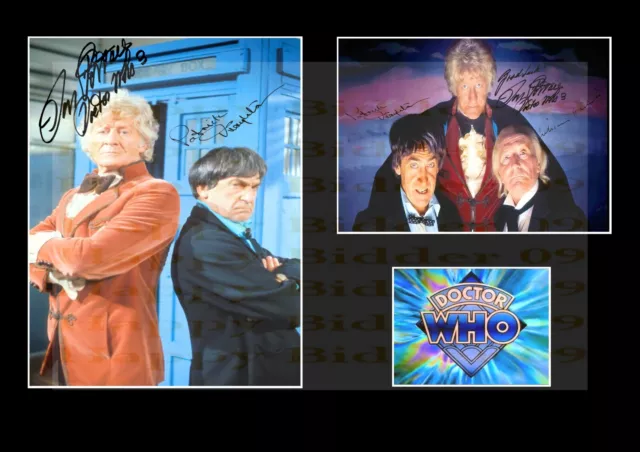 A4 Size Signed Dr Who The Three Doctors William Hartnell Jon Pertwee Patrick Tro