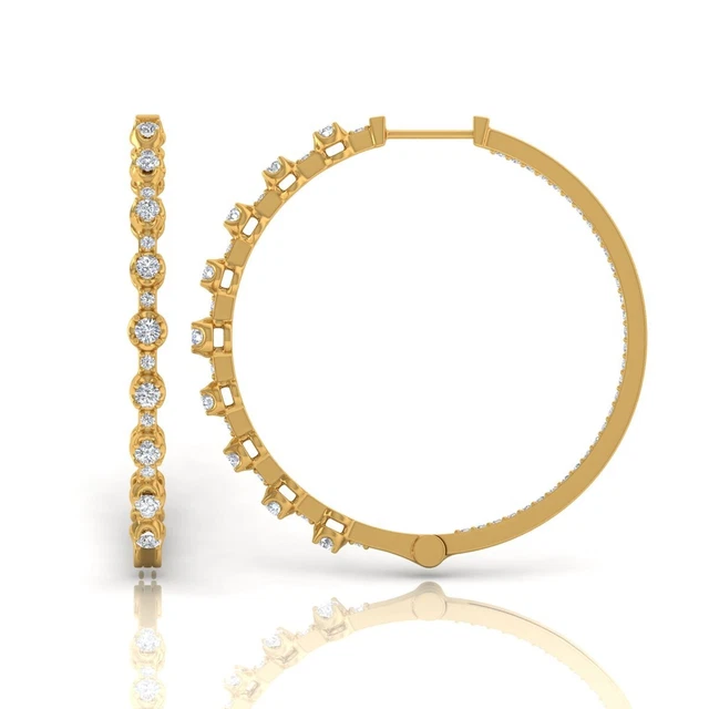 Boucles D'oreilles Diamants 0,40 Carats Or 14k - Clous, Ronds Brillants, Couleur G, Clarté SI1, Neuves