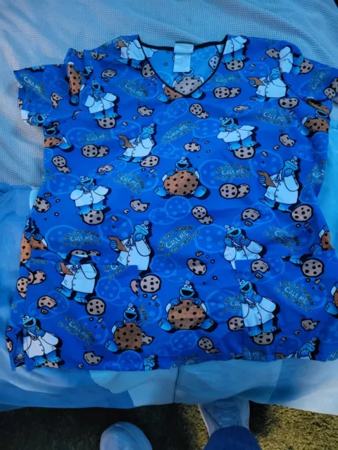 womens scrub tops size medium Cookie Monster