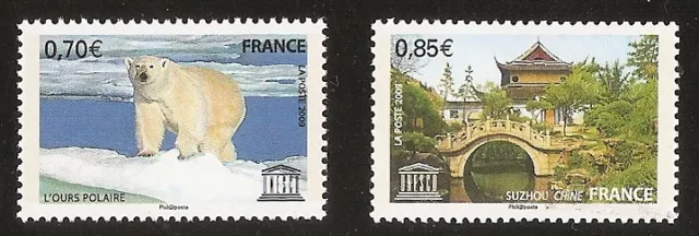 FRANCE 2009 - Timbres de Service UNESCO n° 144 et 145 NEUFS** LUXE MNH