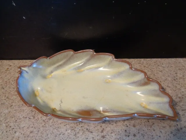 Frankoma Sapulpa Clay Pottery Desert Gold Leaf 12'" Serving Dish Bowl #226 VGUC