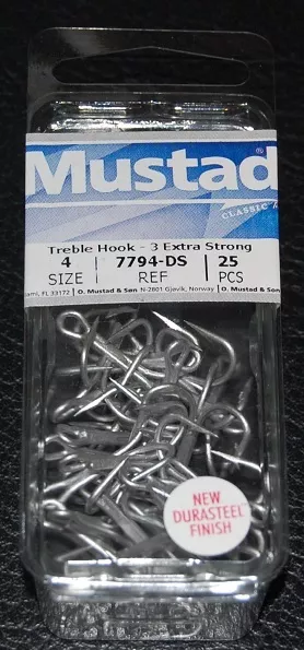 MUSTAD TREBLE HOOKS, #3553, Size 3/0, 5 Count (New/Old Stock) $8.99 -  PicClick