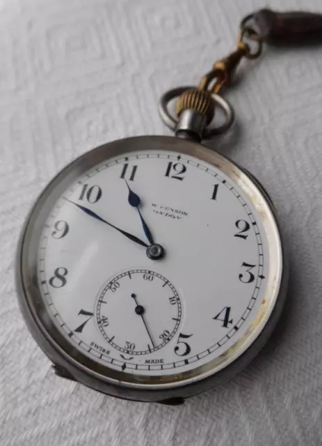 Antique 1913  JW Benson Silver-Cased Pocket Watch -  Working