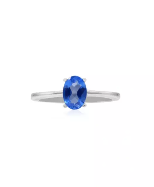 18K Solid White Gold Natural Cornflower Blue Ceylon Sapphire Ring