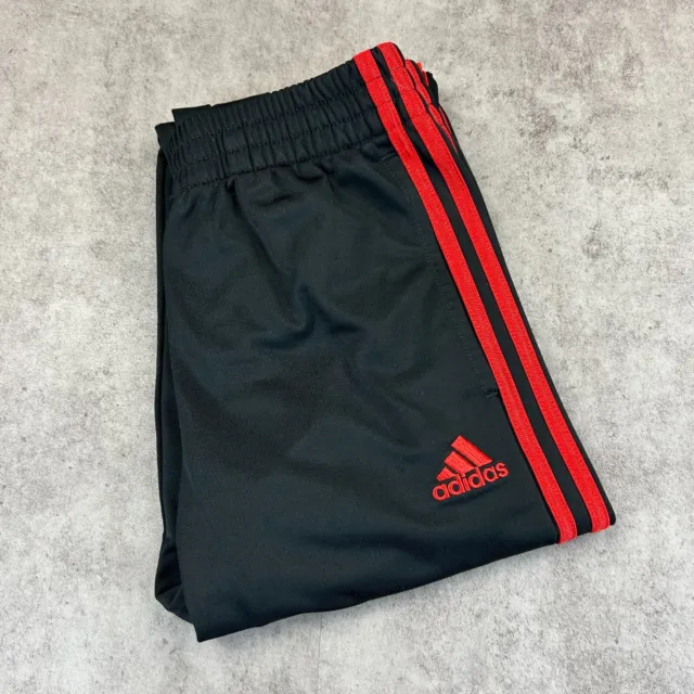 Adidas Pants Boys M 10/12 Black Track Sweatpants Joggers Striped Pockets Active